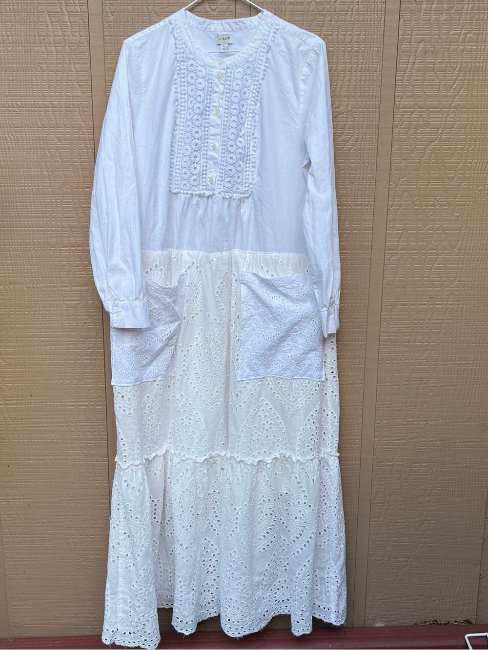 J. Crew White Eyelet Cotton Maxi up cycled Dress